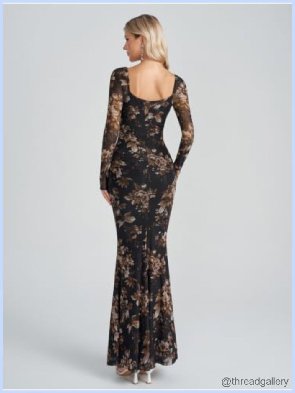 Long Sleeve Corset Maxi Dress Formal Wedding Guest Bodycon Mesh - Picture 3 of 5